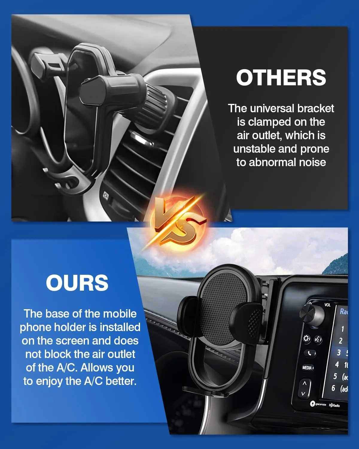 Autorder Custom Fit for Car Phone Holder 2020-2025 Toyota Highlander Accessories Phone Mount 8" Screen Cell Phone Automobile Cradles Hands-Free 360 Degree Rotation