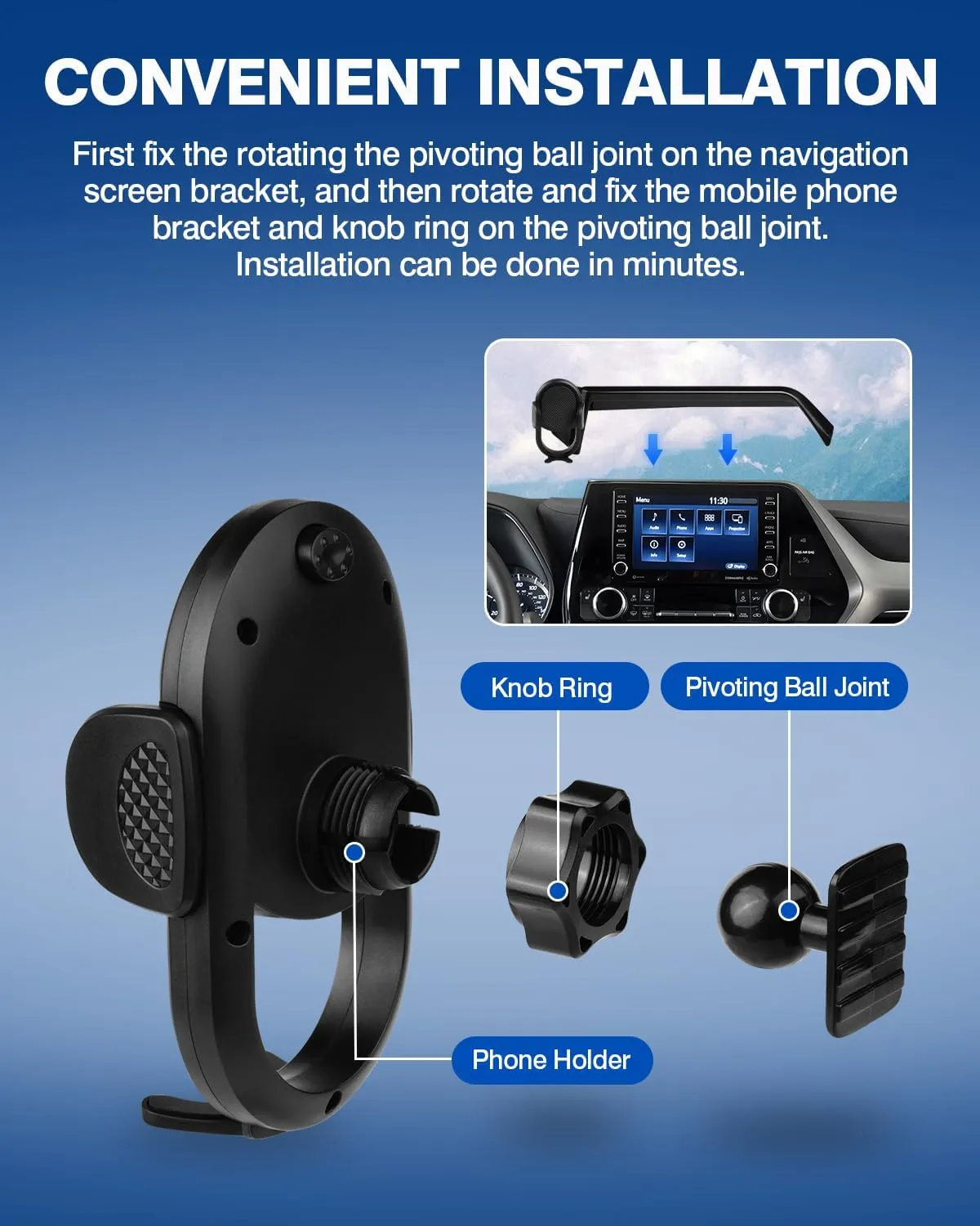 Autorder Custom Fit for Car Phone Holder 2020-2025 Toyota Highlander Accessories Phone Mount 8" Screen Cell Phone Automobile Cradles Hands-Free 360 Degree Rotation