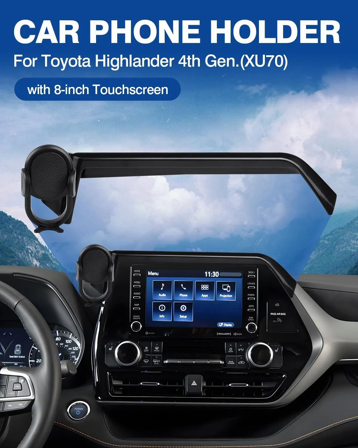 Autorder Custom Fit for Car Phone Holder 2020-2025 Toyota Highlander Accessories Phone Mount 8" Screen Cell Phone Automobile Cradles Hands-Free 360 Degree Rotation