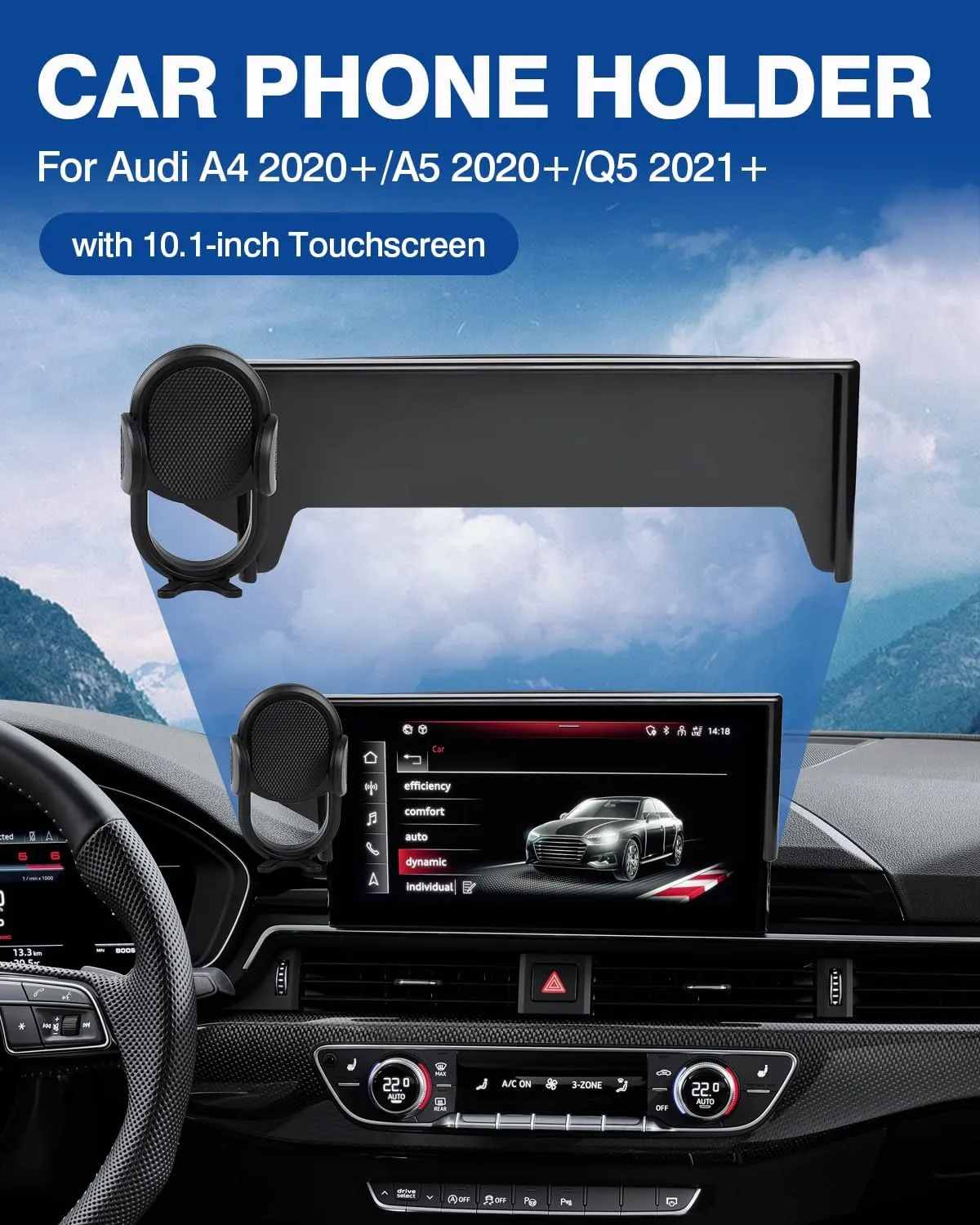 Autorder Custom Fit for Car Phone Holder Audi A4 2020 /A5 2020 /Q5 2021  Accessories Phone Mount 10.1" Screen Cell Phone Automobile Cradles Hands-Free 360 Degree Rotation