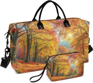 Autumn Trees Fores Landscape Duffel Bag for Traveling, Gym Bags with Multiple Interior Pockets for Women Men Toiletry Purse Included 20.5”x 1.9” x 13.8”