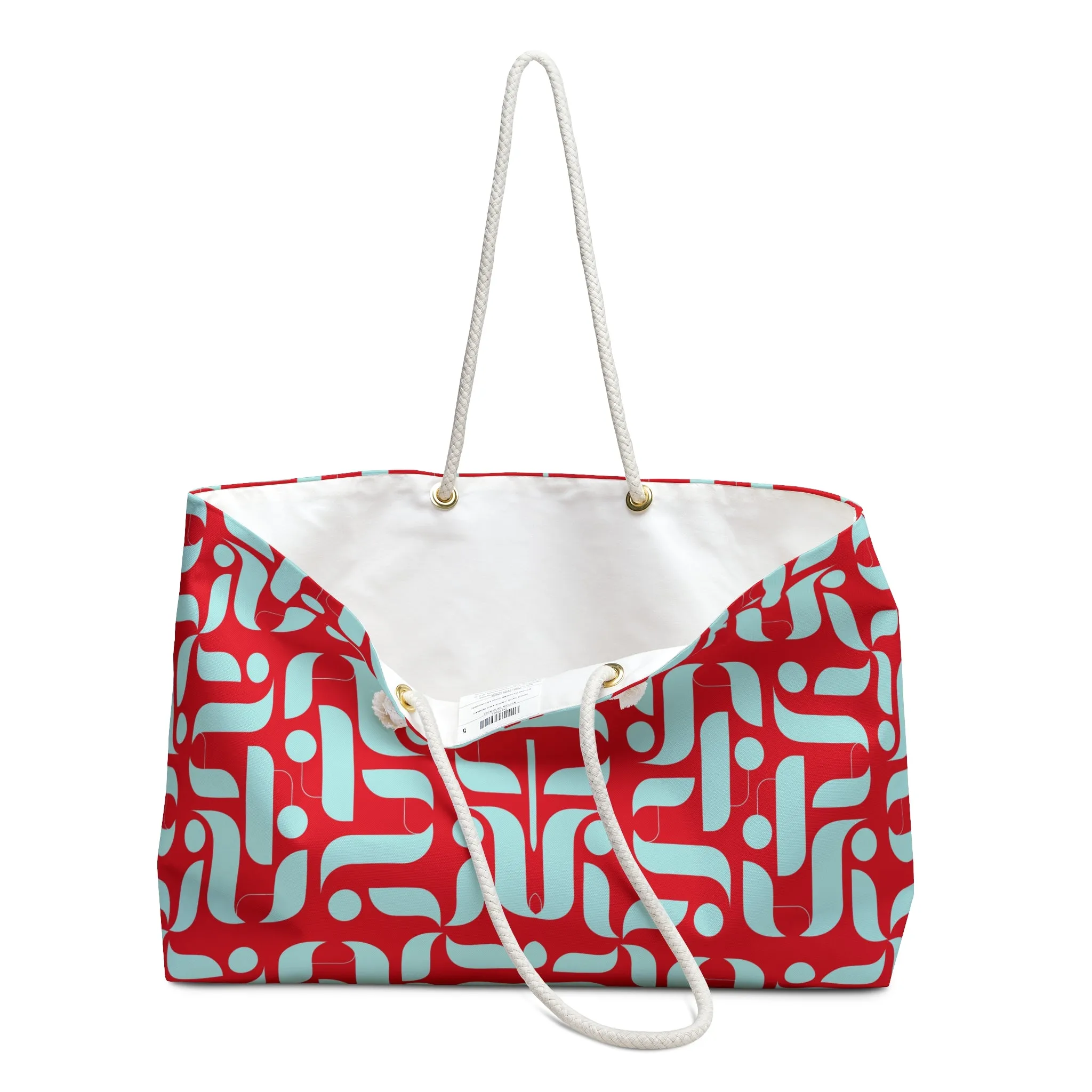 Avant-Grade Crimson and Sky Weekender Tote