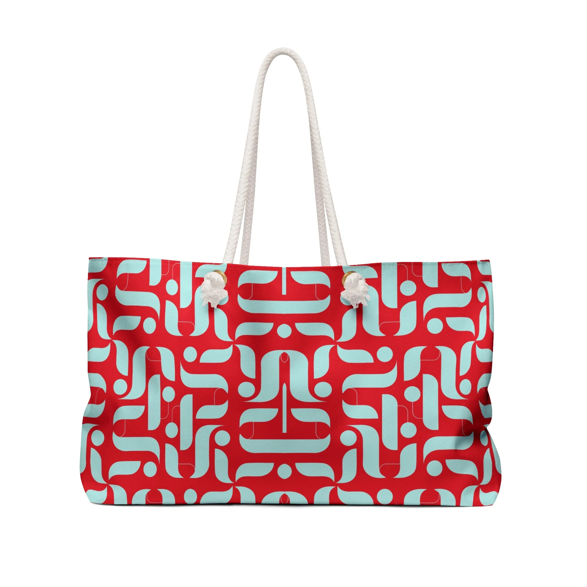 Avant-Grade Crimson and Sky Weekender Tote