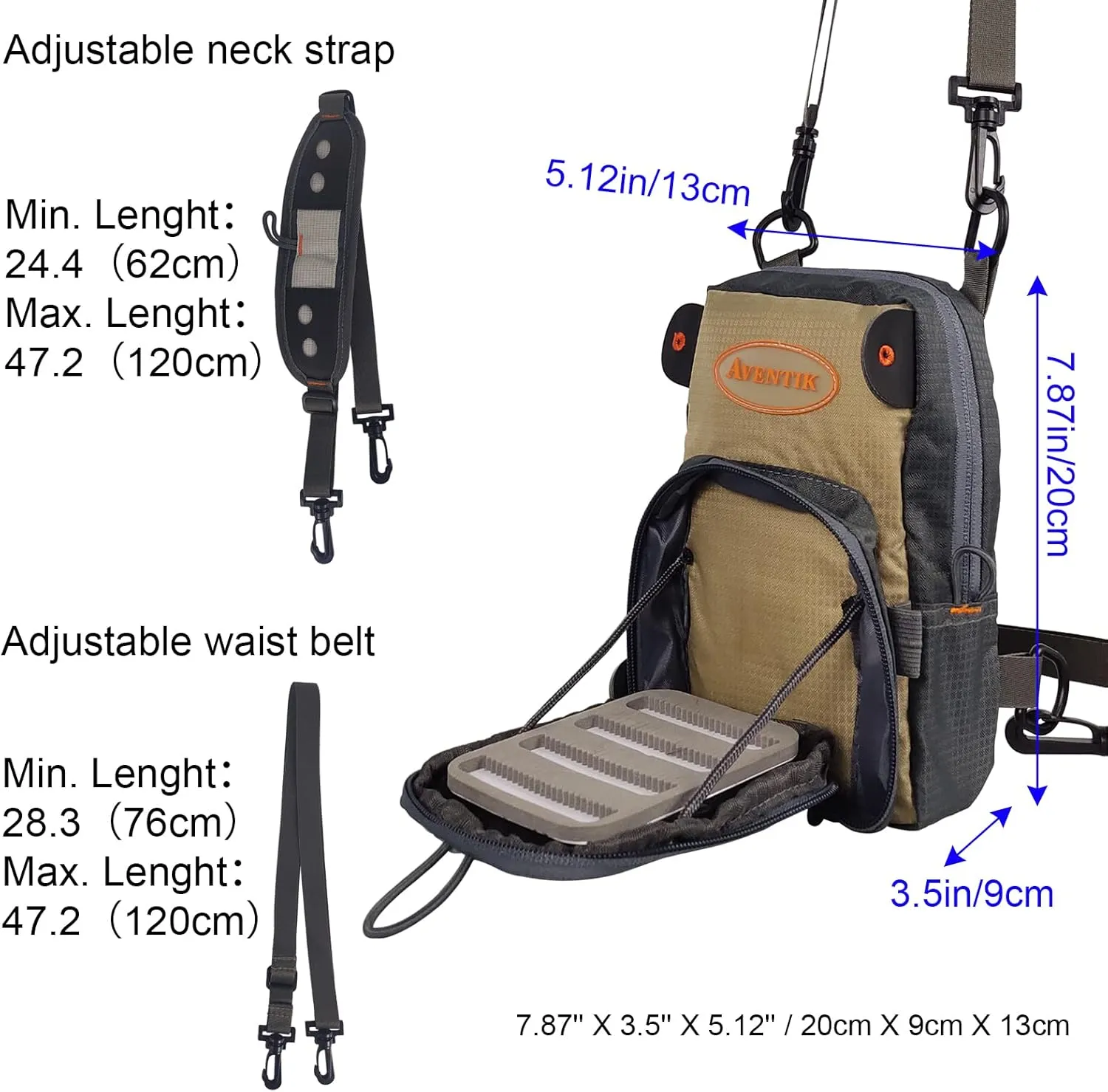 Aventik Fly Fishing Chest Bag Ultra Light Multiple Pockets Chest Pack with Vest Pack Tool Combo