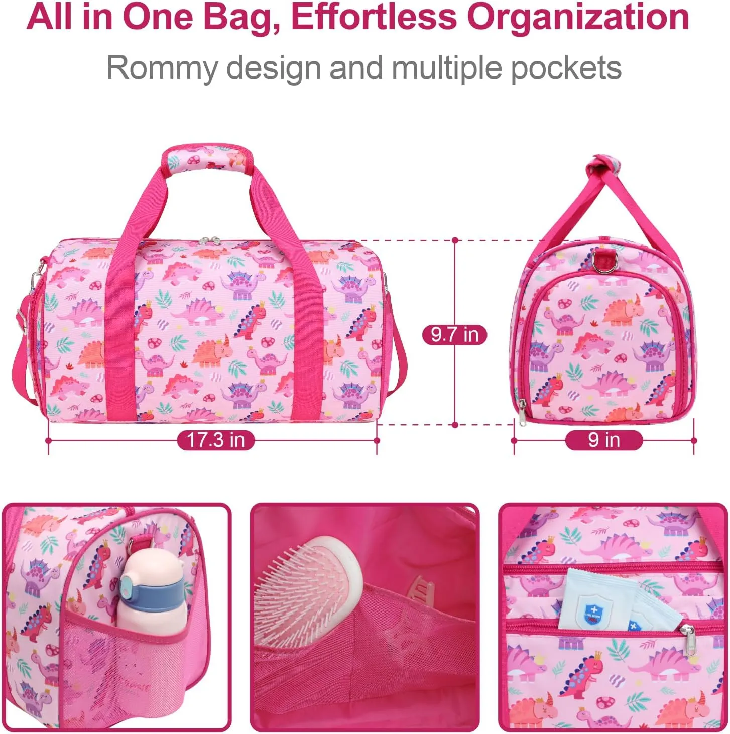 Bagseri Dance Bag for Girls - Ballet Duffle With Shoes Compartment for Kids Above 6yr, Overnight Travel Sleepover Bag With Dry Wet Separation Pockets