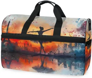 Ballet Paris Travel Duffel Bag Luggage Sports Gym Bags With Shoes Compartment Large Capacity Lightweight Duffle Bag For Men Women