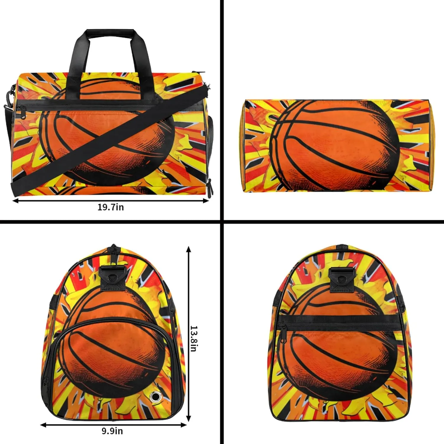 Balls Gym Bags for Men Women, 43L Medium Sports Basketball Travel Duffel Bag for Men with Shoe Compartment,Carry on Bags for Airplanes Women
