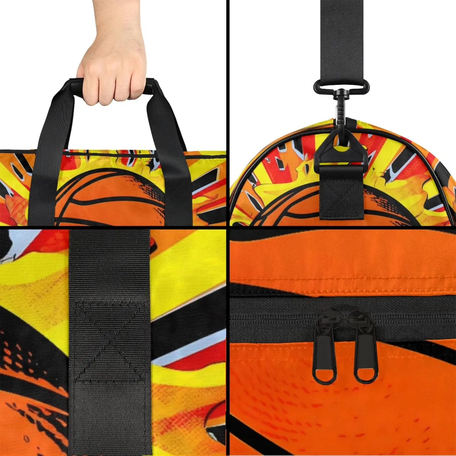 Balls Gym Bags for Men Women, 43L Medium Sports Basketball Travel Duffel Bag for Men with Shoe Compartment,Carry on Bags for Airplanes Women