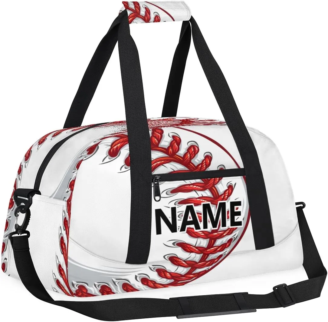Baseball Custom Small Gym Bag 18 inch for Women Men Personalized Baseball Cool Sports Carry On Overnight Weekender Bag for Travel Work Dance Sport