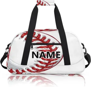 Baseball Custom Small Gym Bag 18 inch for Women Men Personalized Baseball Cool Sports Carry On Overnight Weekender Bag for Travel Work Dance Sport