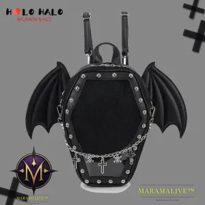 Bat Wings Ita Backpack Enamel Pin Display Shoulder Bag Goth Pin Collector Female Small Clear School Bag Punk Ita Purse Bag
