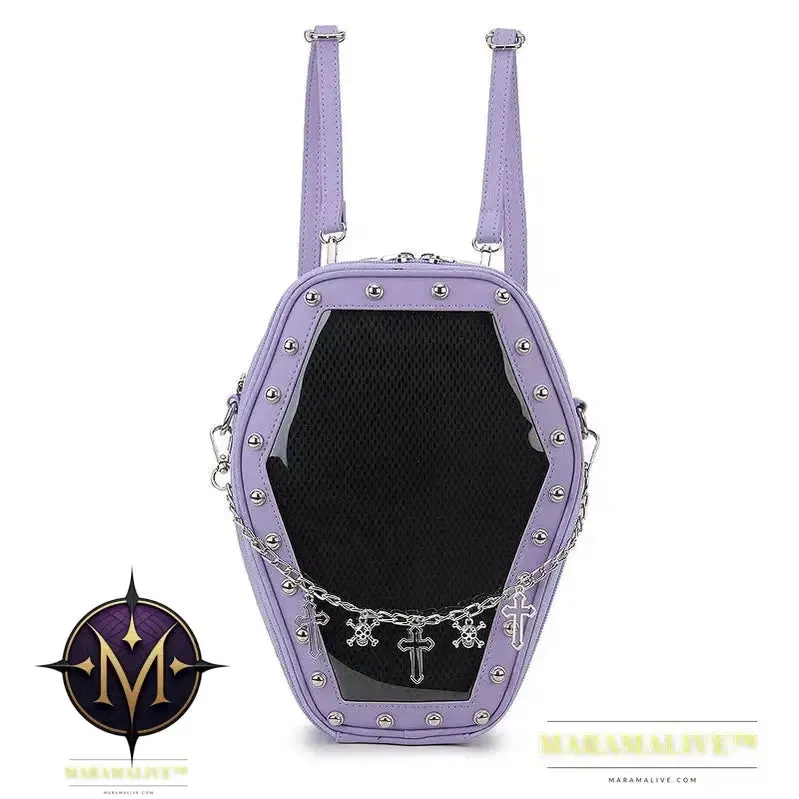 Bat Wings Ita Backpack Enamel Pin Display Shoulder Bag Goth Pin Collector Female Small Clear School Bag Punk Ita Purse Bag