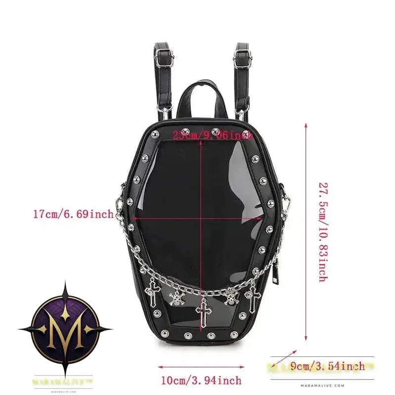 Bat Wings Ita Backpack Enamel Pin Display Shoulder Bag Goth Pin Collector Female Small Clear School Bag Punk Ita Purse Bag