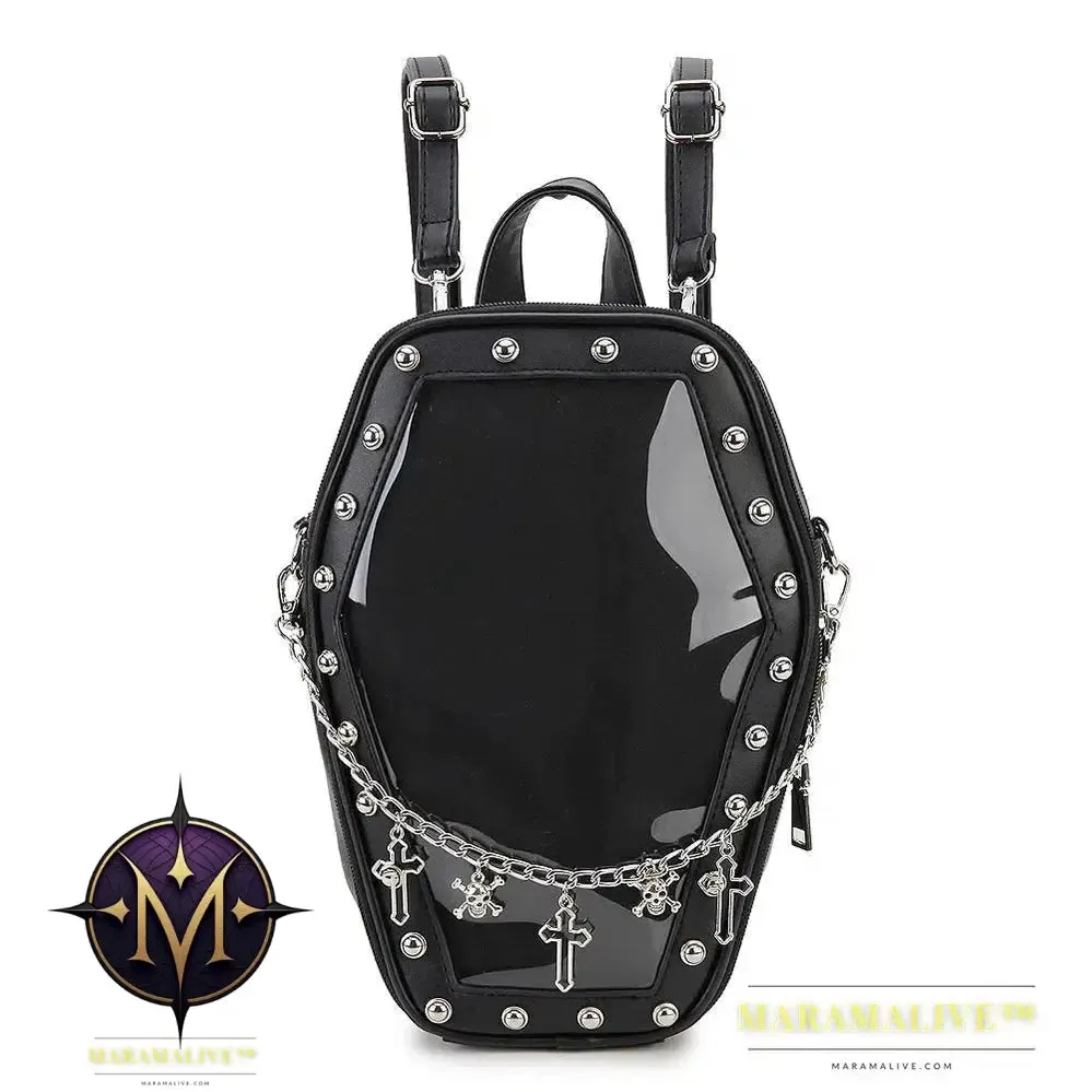 Bat Wings Ita Backpack Enamel Pin Display Shoulder Bag Goth Pin Collector Female Small Clear School Bag Punk Ita Purse Bag