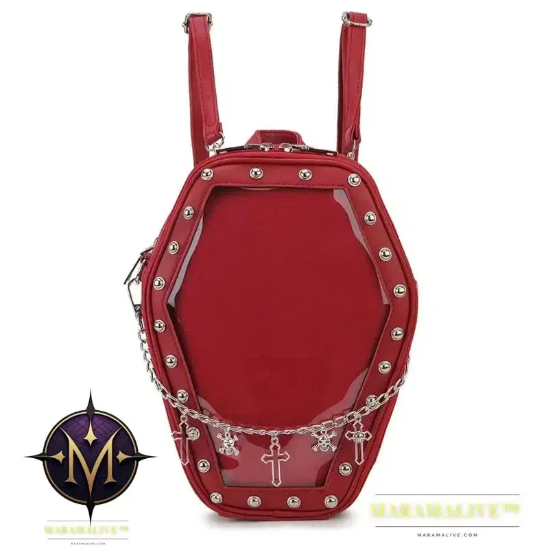 Bat Wings Ita Backpack Enamel Pin Display Shoulder Bag Goth Pin Collector Female Small Clear School Bag Punk Ita Purse Bag