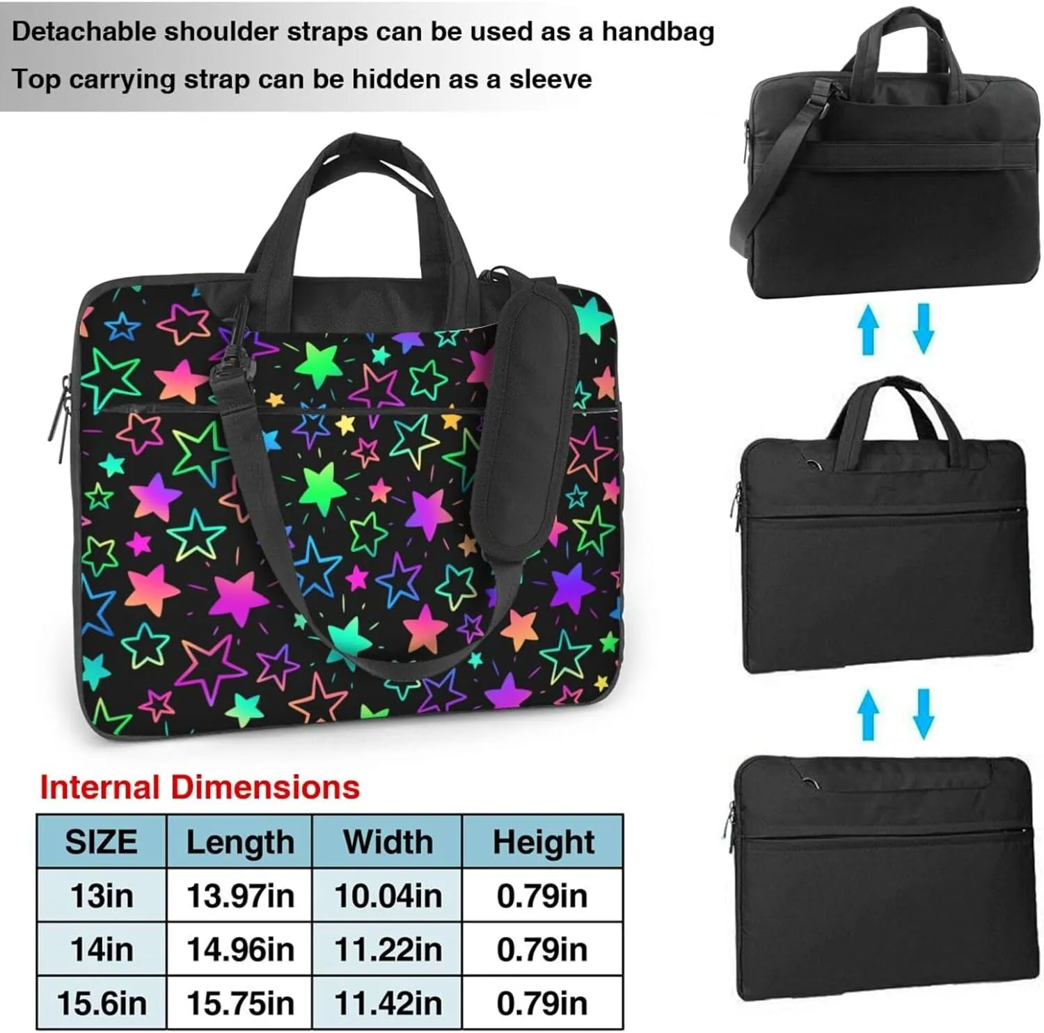 Bats Under The Stars Laptop Bag Classic Slim Briefcase Messenger Bag, Spacious, Ergonomic