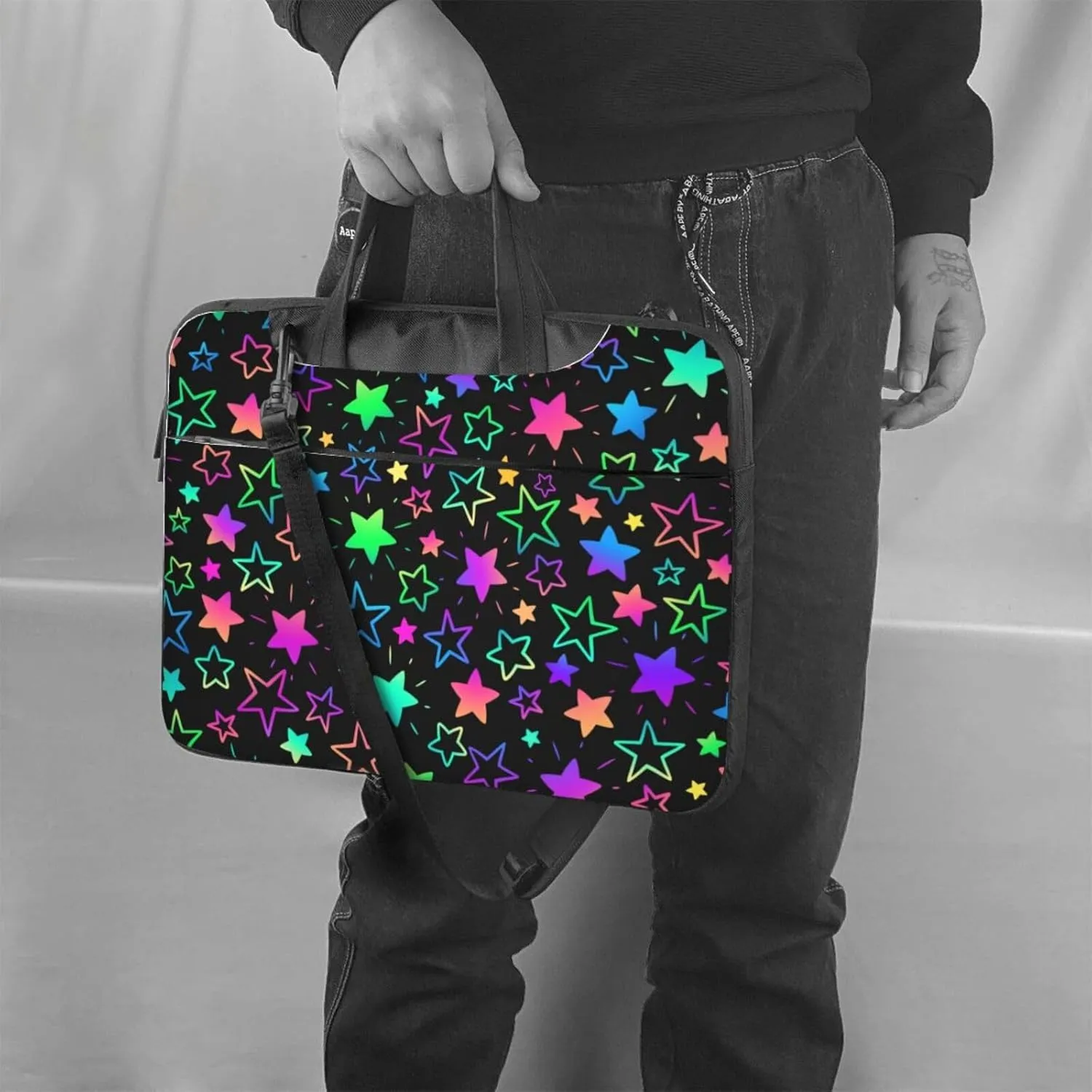 Bats Under The Stars Laptop Bag Classic Slim Briefcase Messenger Bag, Spacious, Ergonomic