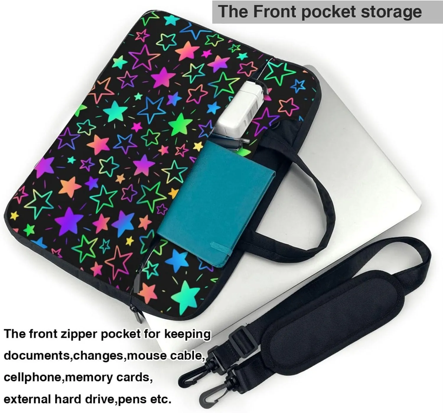 Bats Under The Stars Laptop Bag Classic Slim Briefcase Messenger Bag, Spacious, Ergonomic