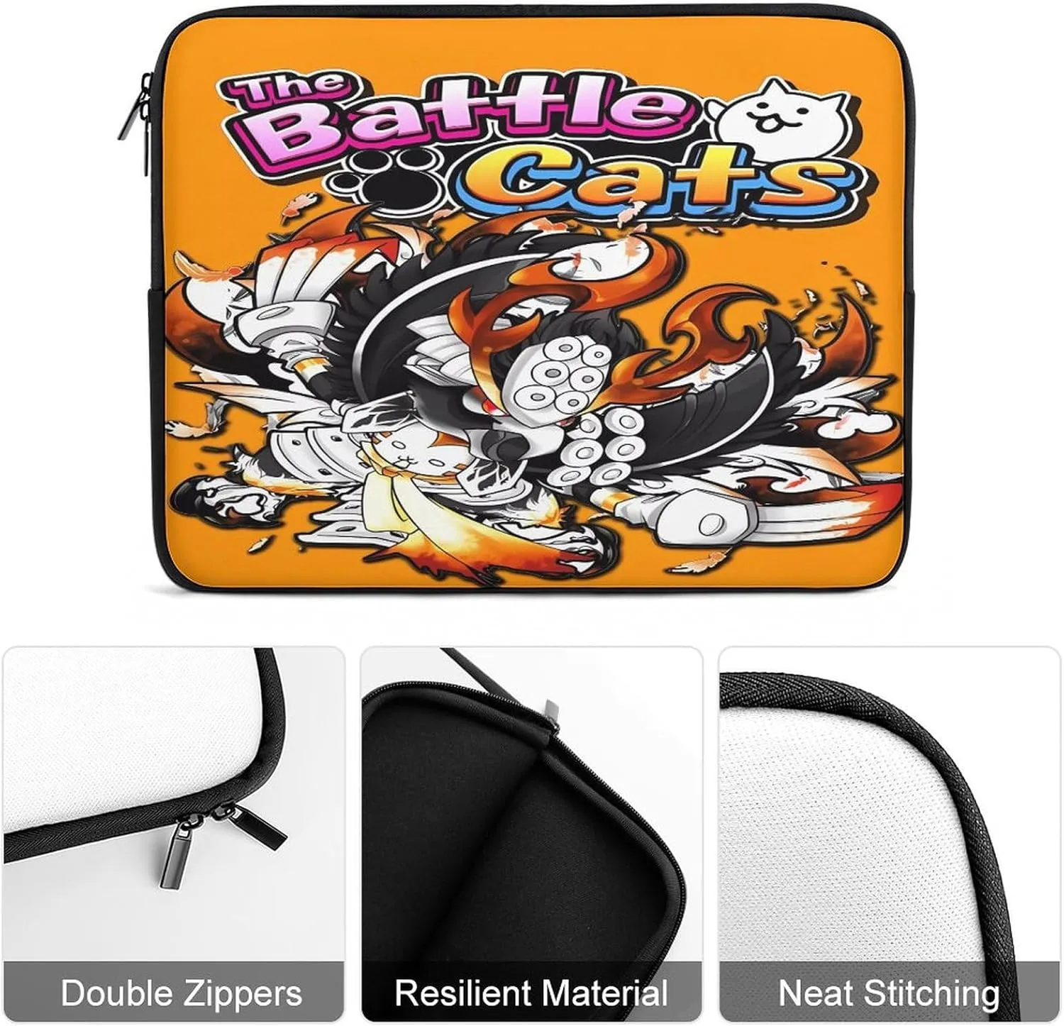 Battle-Cats Slim Laptop Bag - Lightweight And Water-Resistant Carrying Case with Handle