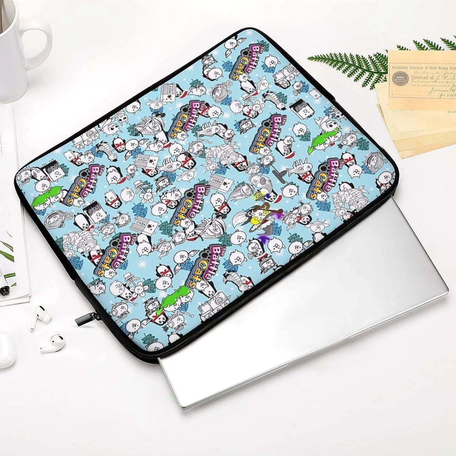 Battle-Cats Slim Laptop Bag - Lightweight And Water-Resistant Carrying Case with Handle