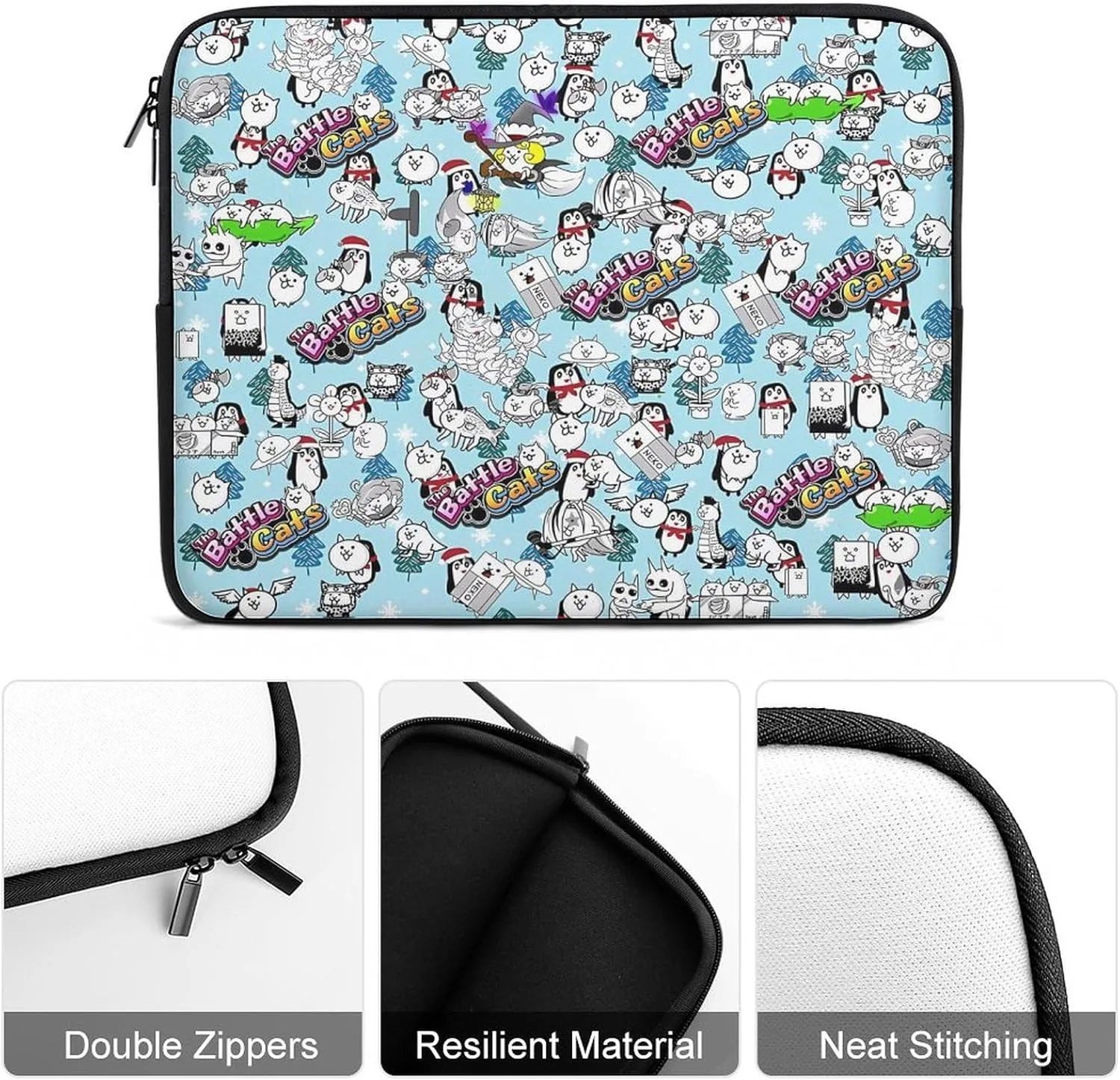 Battle-Cats Slim Laptop Bag - Lightweight And Water-Resistant Carrying Case with Handle