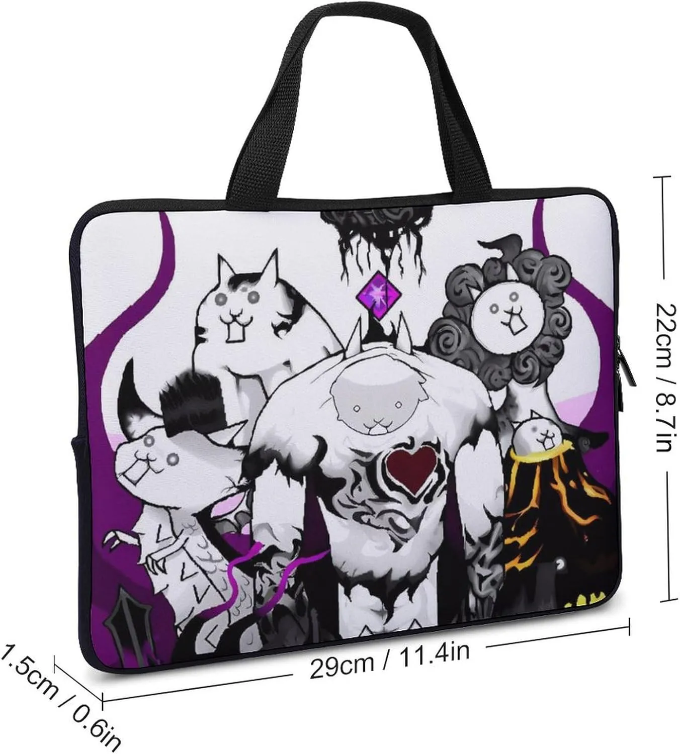 Battle-Cats Slim Laptop Bag - Lightweight And Water-Resistant Carrying Case with Handle