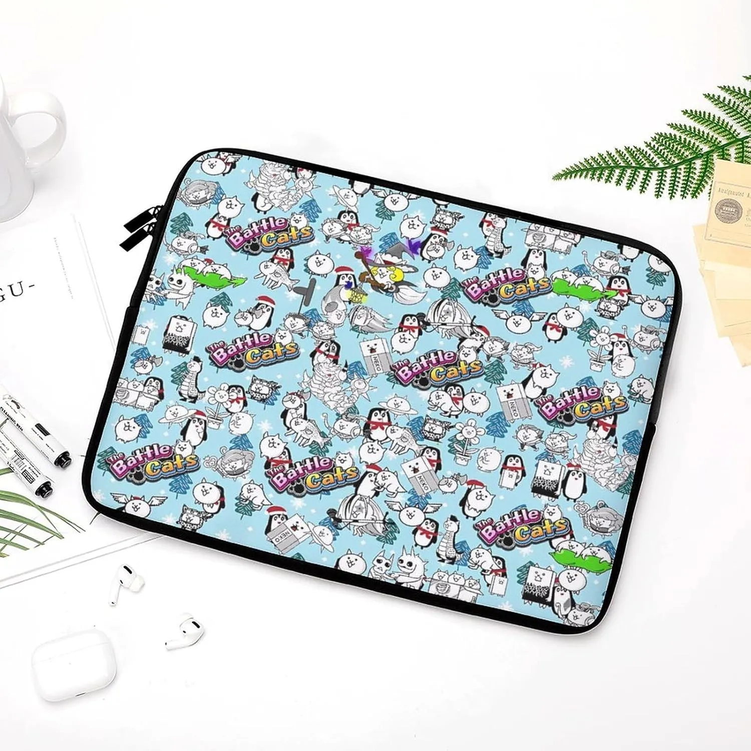 Battle-Cats Slim Laptop Bag - Lightweight And Water-Resistant Carrying Case with Handle