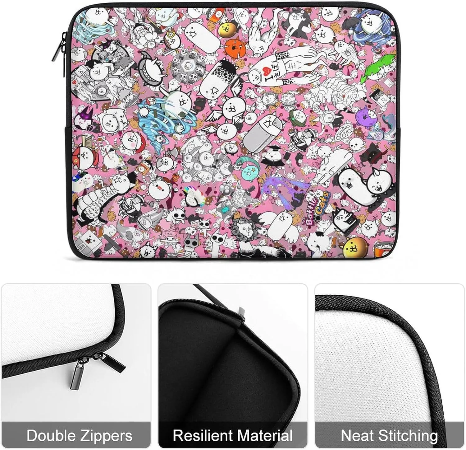 Battle-Cats Slim Laptop Bag - Lightweight And Water-Resistant Carrying Case with Handle