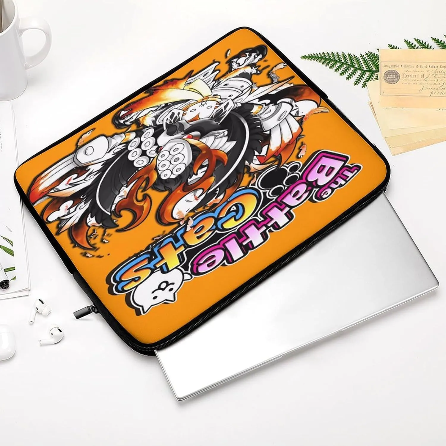 Battle-Cats Slim Laptop Bag - Lightweight And Water-Resistant Carrying Case with Handle