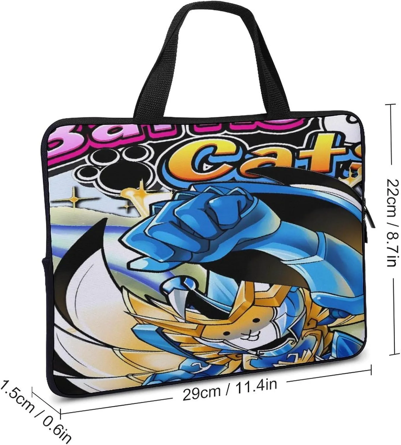 Battle-Cats Slim Laptop Bag - Lightweight And Water-Resistant Carrying Case with Handle