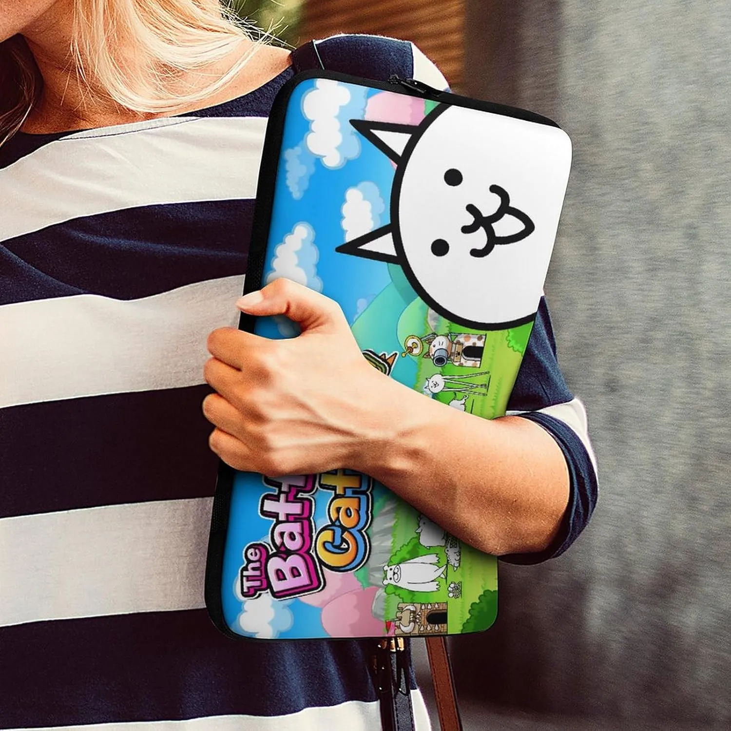 Battle-Cats Slim Laptop Bag - Lightweight And Water-Resistant Carrying Case with Handle