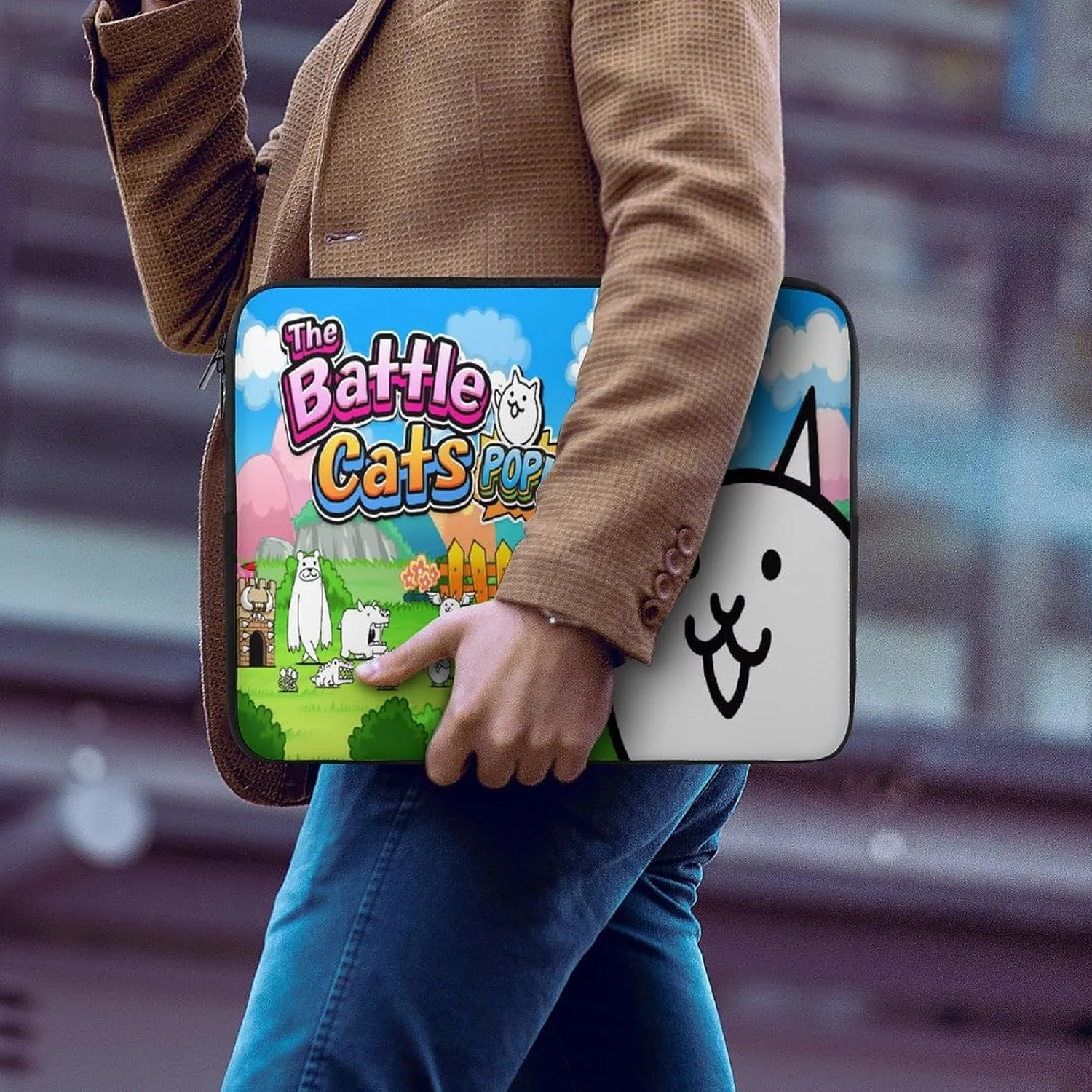 Battle-Cats Slim Laptop Bag - Lightweight And Water-Resistant Carrying Case with Handle
