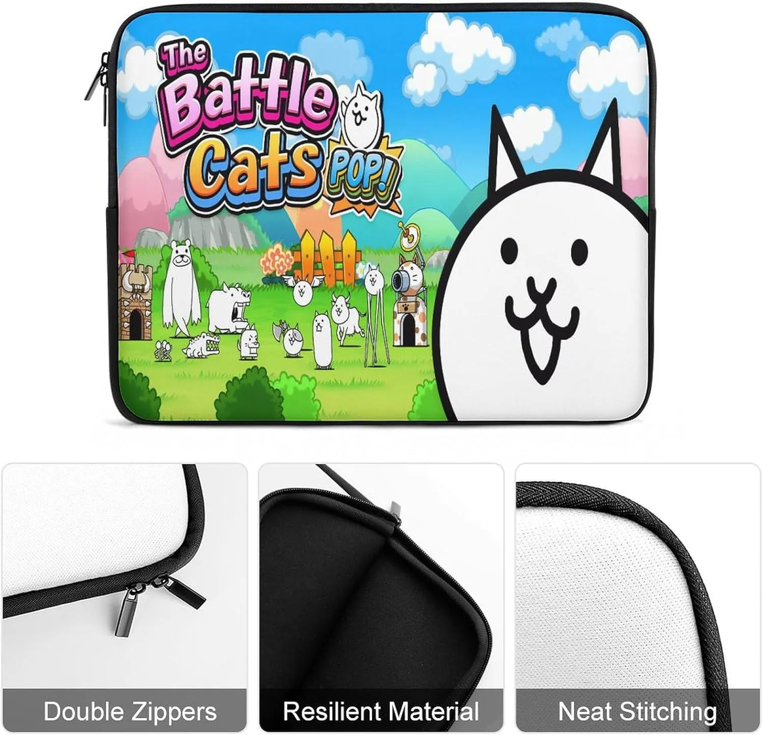 Battle-Cats Slim Laptop Bag - Lightweight And Water-Resistant Carrying Case with Handle