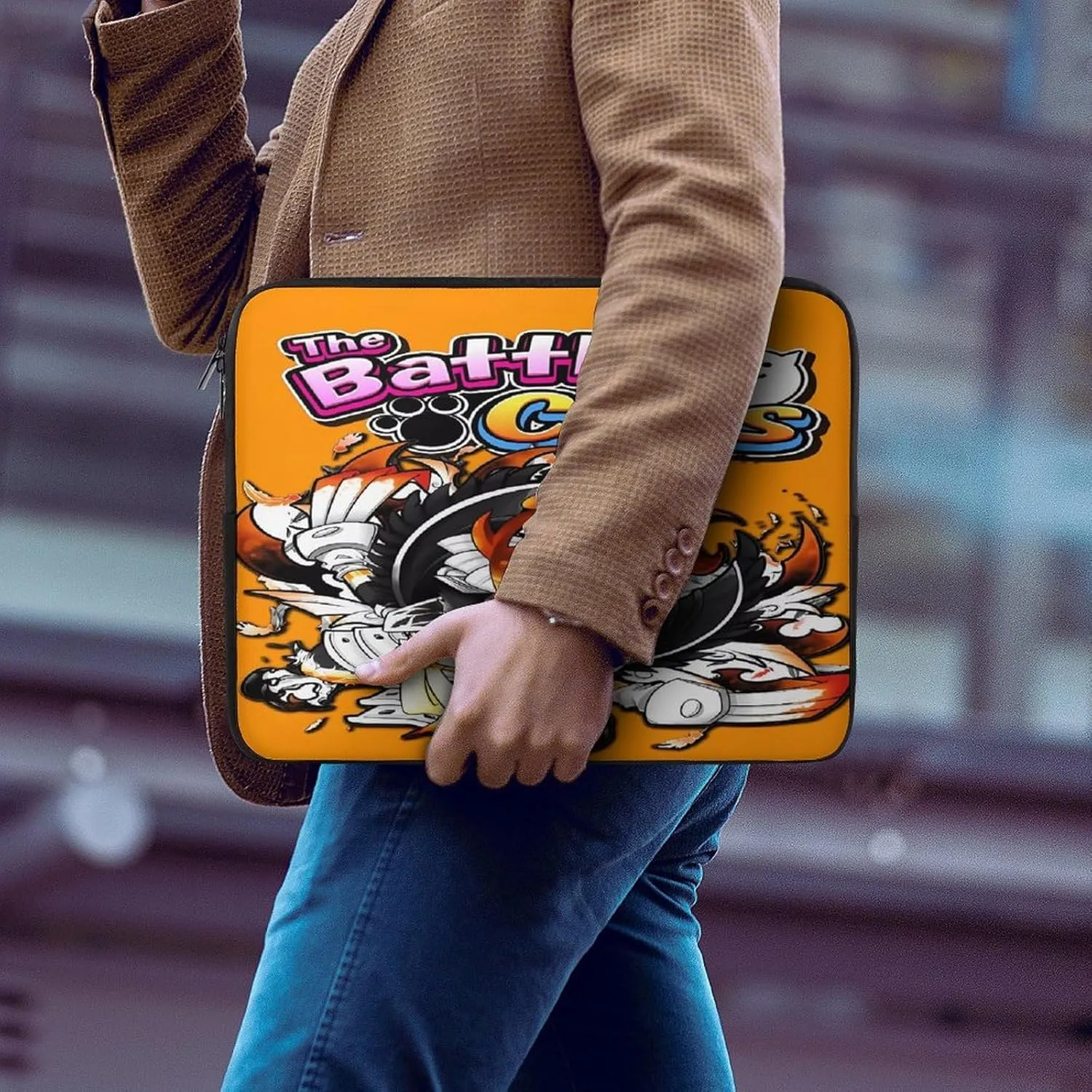 Battle-Cats Slim Laptop Bag - Lightweight And Water-Resistant Carrying Case with Handle