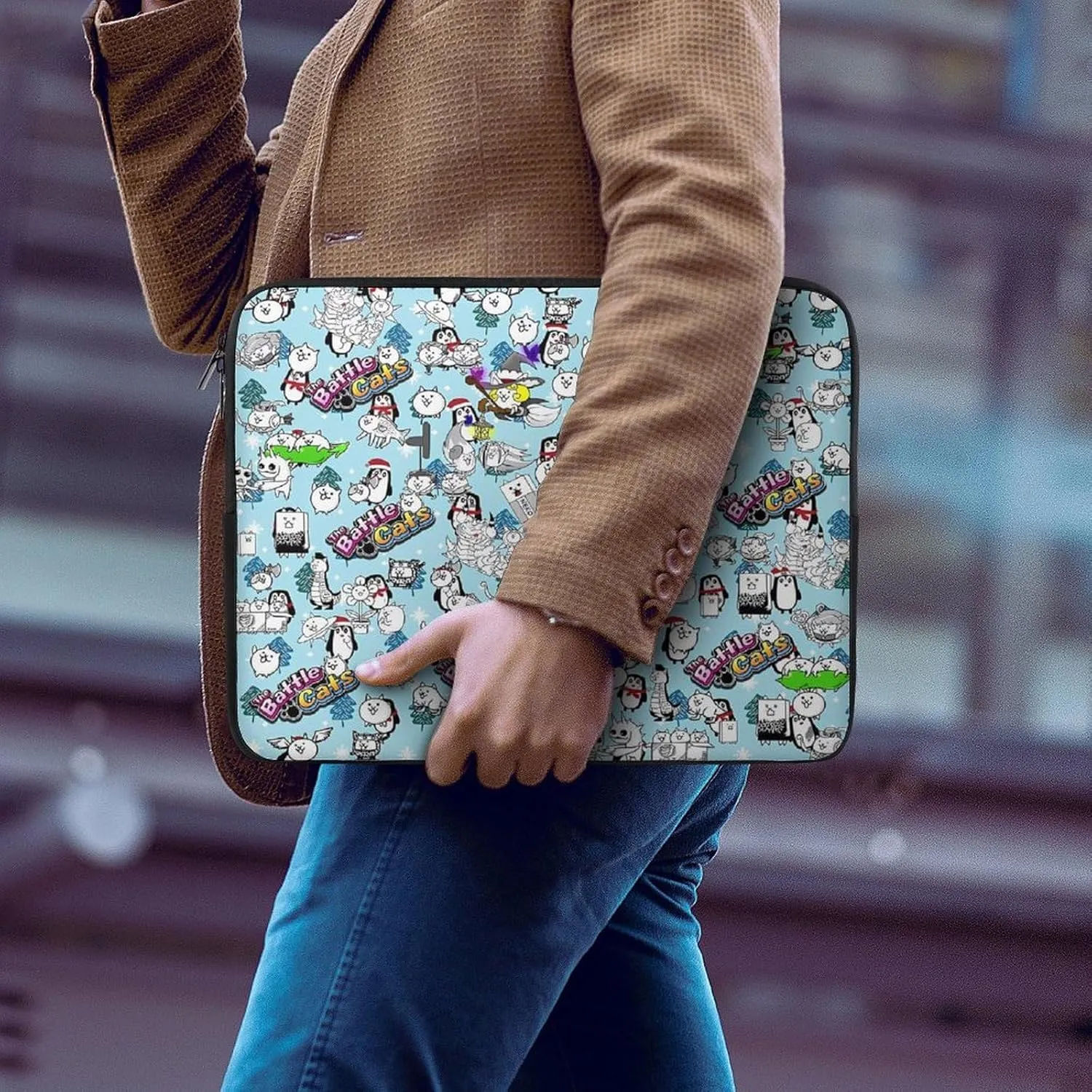 Battle-Cats Slim Laptop Bag - Lightweight And Water-Resistant Carrying Case with Handle