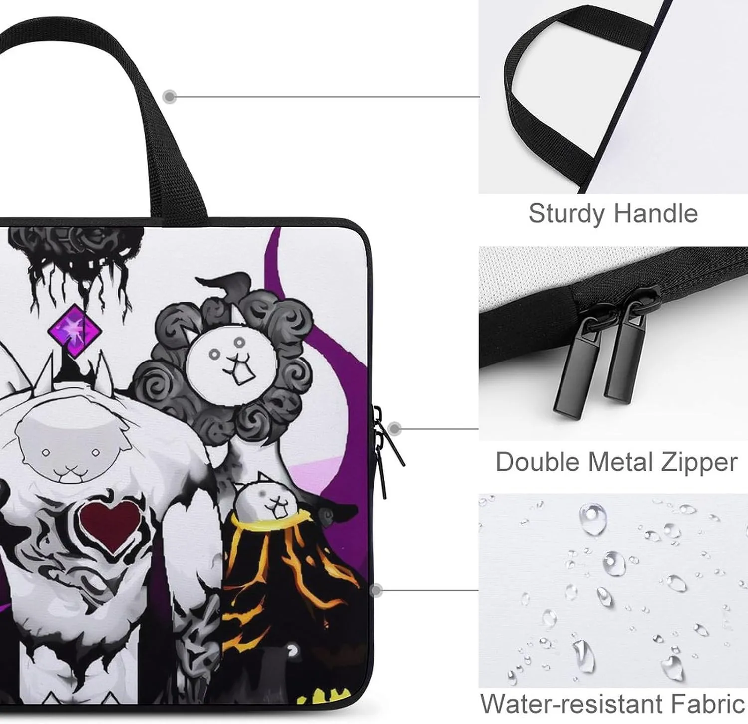 Battle-Cats Slim Laptop Bag - Lightweight And Water-Resistant Carrying Case with Handle