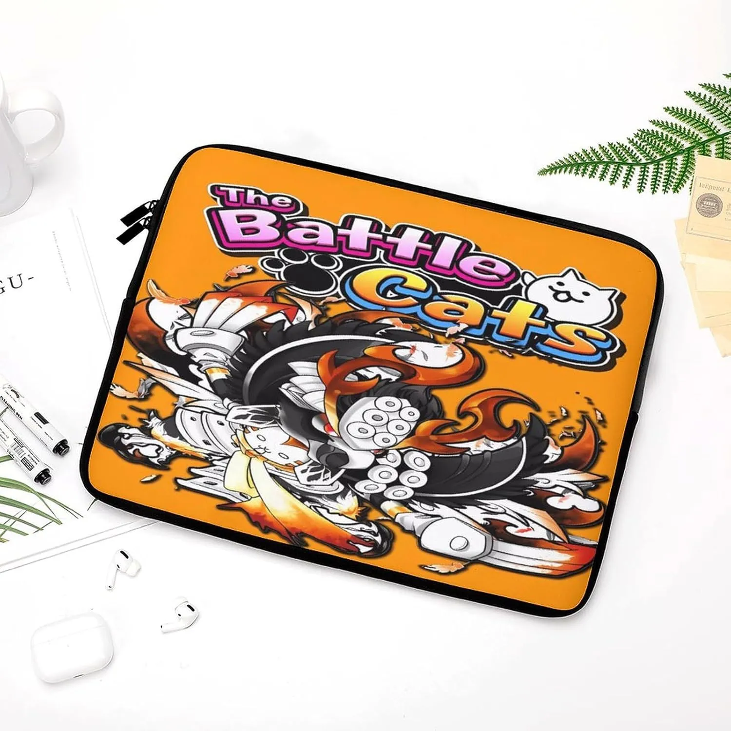 Battle-Cats Slim Laptop Bag - Lightweight And Water-Resistant Carrying Case with Handle