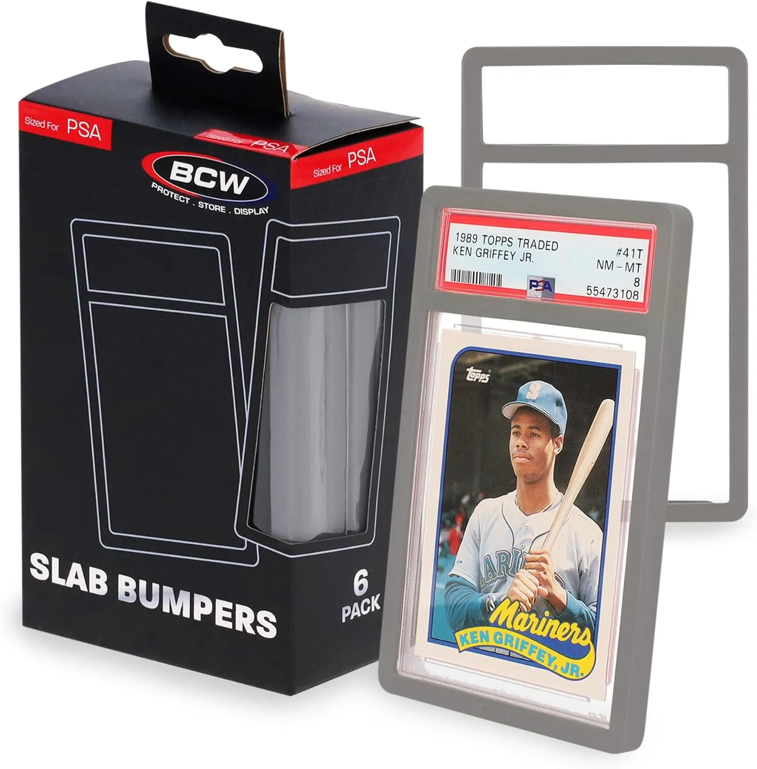 BCW Graded Card Slab Bumpers - Silver | TPE Edge Protectors for PSA Slabs (2017–Current) | Secure Fit & Easy Grip | Pack of 6 Bumpers for PSA-Graded Card Cases | Collector-Grade Protection