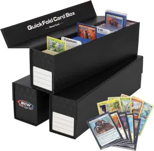BCW QuickFold Card Storage Box for Sleeved Cards – 3 Pack – Not for Toploaders – Magnetic Closure – Holds 500-1200 Sleeved or Unsleeved Cards – MTG Card Storage