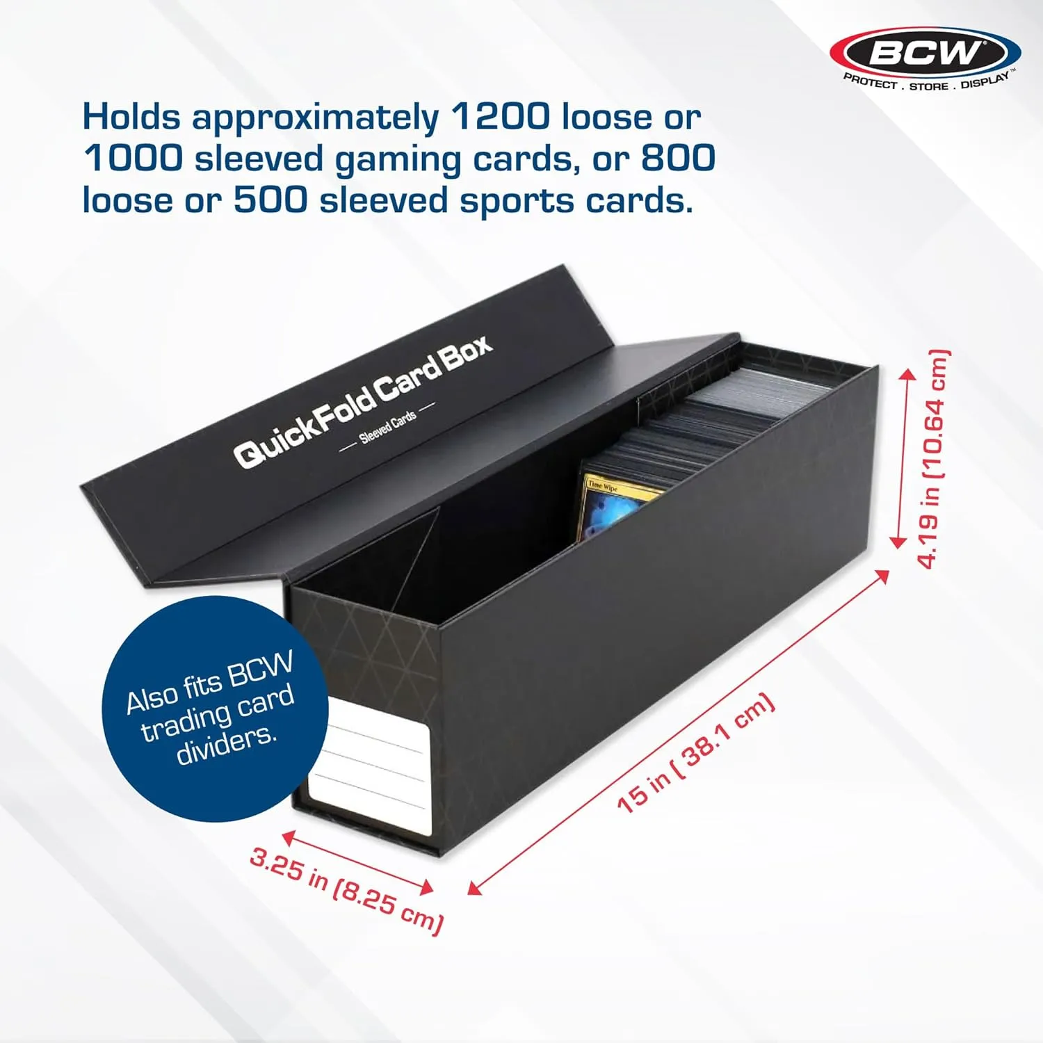 BCW QuickFold Card Storage Box for Sleeved Cards – 3 Pack – Not for Toploaders – Magnetic Closure – Holds 500-1200 Sleeved or Unsleeved Cards – MTG Card Storage