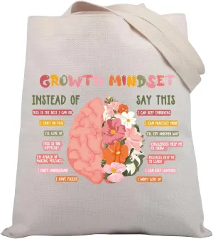 BDPWSS Growth Mindset Gifts Mental Health Therapist Tote Bag Social Worker Gift Psychology CBT DBT Counselor Shoulder Bag