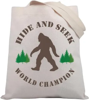 BDPWSS Sasquatch Tote Bag Cryptozoology Bag Cryptid Creatures Gift Bigfoot Hide And Seek Champions Funny Sasquatch Handbag