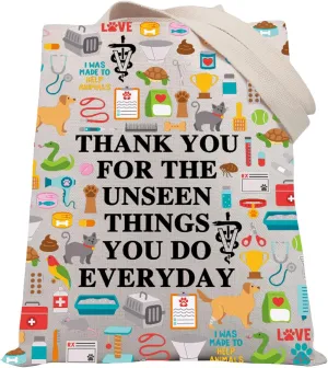 BDPWSS Veterinary Technician Tote Bag Veterinarian Appreciation Gift Thank You For The Unseen Things You Do Everyday Handbag