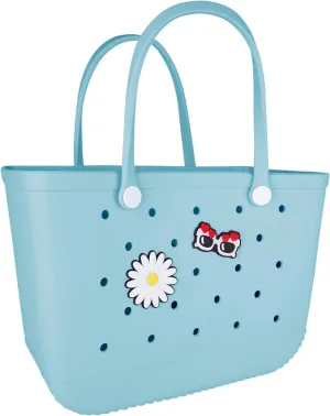 Beach Bag Rubber Tote Bag - Extra Large Handbag with Charms Waterproof Lightweight Travel Purses for Pool Boat