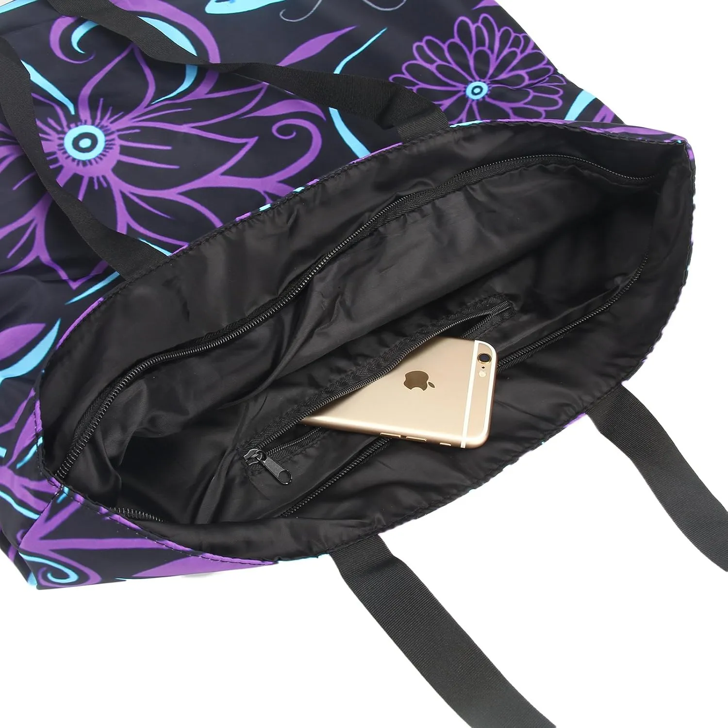 Beach Tote Bags Travel Totes Bag Shopping Zippered Tote for Women Foldable Waterproof Overnight Handbag