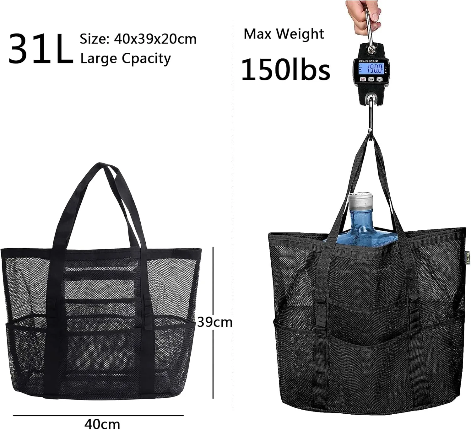 Beach Tote Bags Travel Totes Bag Shopping Zippered Tote for Women Foldable Waterproof Overnight Handbag