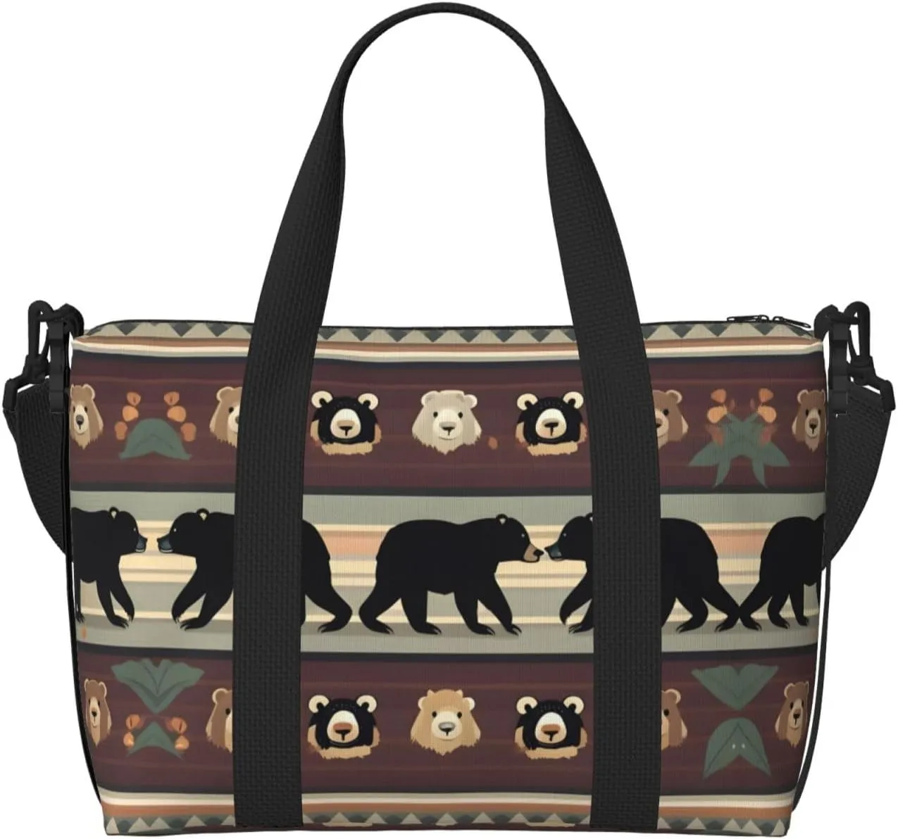 Bear Printinggym Bags For Men Women, Foldable Travel Duffle Bag,Lightweight Weekender Duffel Bag, Black, RXZER23