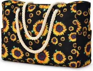 Becokan Beach Bag Large Beach Tote Bag for Women Waterproof Sandproof Swim Pool Bag With Zipper