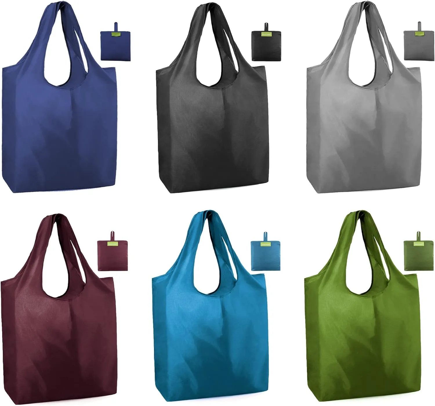 BeeGreen Reusable Grocery Bags 6 Pack Bulk Reusable Shopping Tote Bags with Handles Extra Large for 50LBS Heavy-Duty Foldable Machine Washable Reusable Snack Bags Travel Gifts Bag