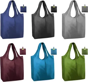 BeeGreen Reusable Grocery Bags 6 Pack Bulk Reusable Shopping Tote Bags with Handles Extra Large for 50LBS Heavy-Duty Foldable Machine Washable Reusable Snack Bags Travel Gifts Bag